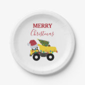 クリスマス ダンプトラック 工事用トラック ペーパープレート (正面)