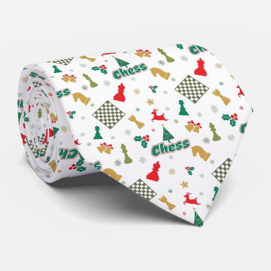 クリスマス・チェス – ピース、ツリー、ホリー、トナカイ ネクタイ (ロール)