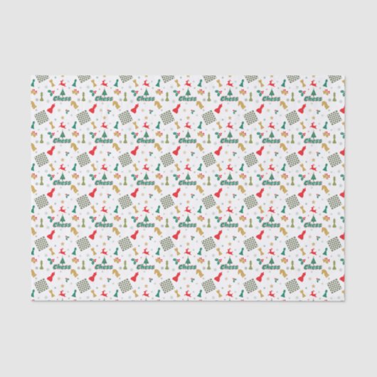 クリスマス・チェス – ピース、ツリー、ホリー、トナカイ 薄葉紙 (正面)