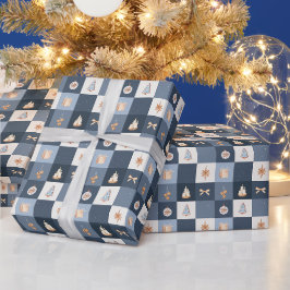 クリスマス チェッカーパターン ラッピングペーパー