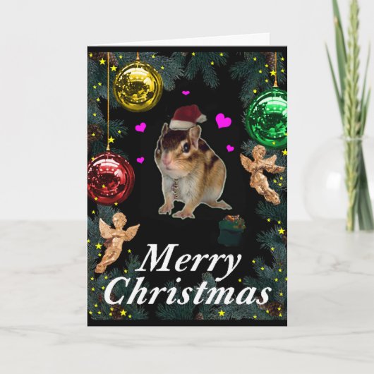 クリスマス、チプムンク(写真) シーズンカード (正面)