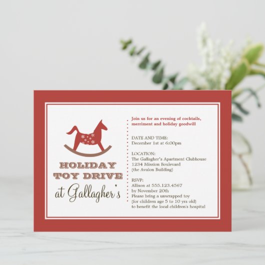 クリスマス·チャリティーを駆り立てるロッキング·ホース·トイ 招待状 (スタンド正面)