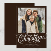 クリスマス チョコレートブラウン 手書き風スクリプト 1枚の写真 (正面/裏面)