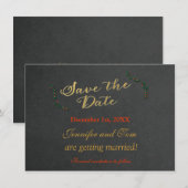 クリスマス　チョークボード　ホリー　招待　保存日 招待状 (正面/裏面)