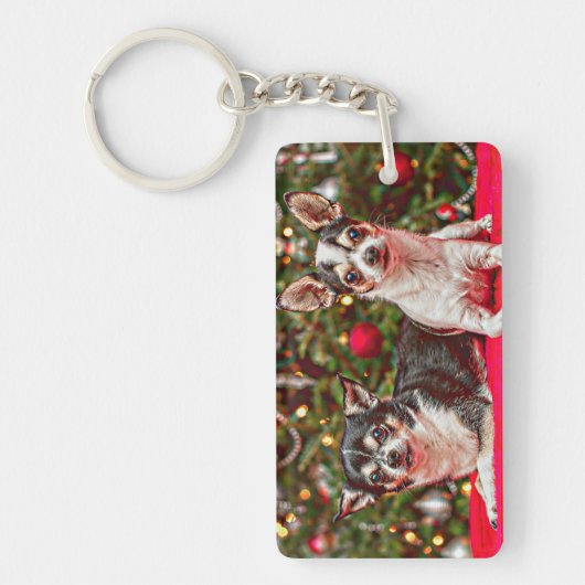 クリスマス・チワワ キーホルダー (正面)