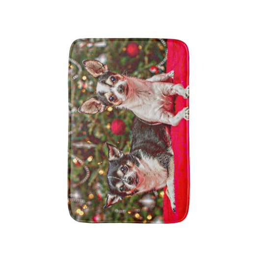 クリスマス・チワワ バスマット (正面縦)