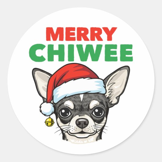 クリスマス・チワワ ラウンドシール (正面)