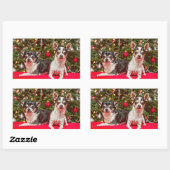 クリスマス・チワワ 長方形シール (シート)