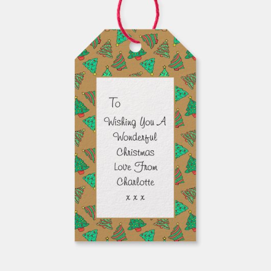 クリスマス ツリー | カスタム ゴールド ギフトタグ (裏面)
