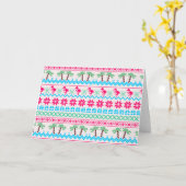 クリスマス ツリー フラミンゴ トロピカル カード (黄色い花)