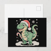 クリスマス ティラノサウルス 恐竜 サンタ帽子 ホリデー (正面/裏面)