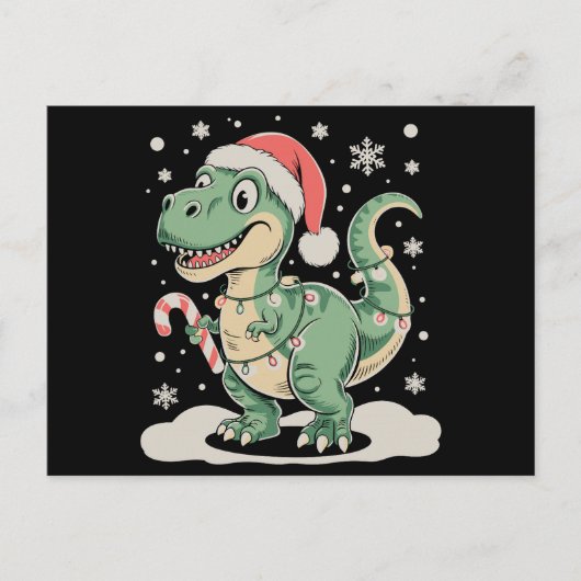 クリスマス ティラノサウルス 恐竜 サンタ帽子 ホリデー (正面)