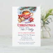 クリスマス ティーパーティー 水彩テンプレート 招待状 (スタンド正面)