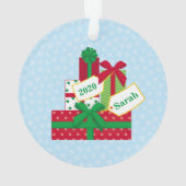 クリスマス・テディベアの花と贈り物 オーナメント (裏面)