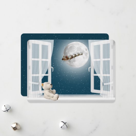 クリスマス・テディベア・イン・ウィンドウ シーズンカード (正面/裏面インサイチュ)