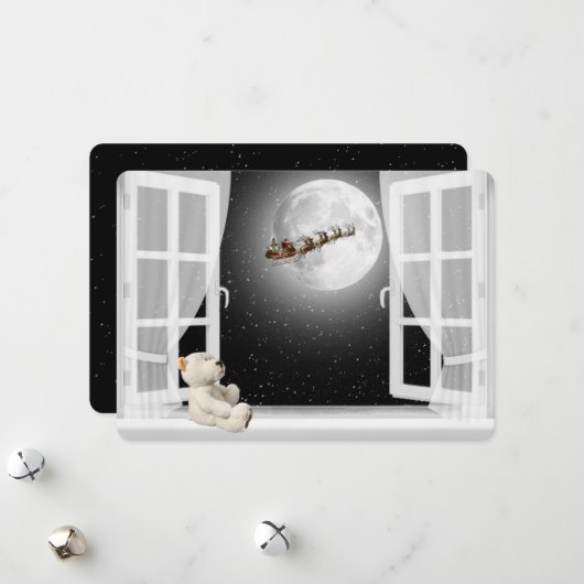 クリスマス・テディベア・イン・ウィンドウ シーズンカード (正面/裏面インサイチュ)