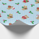 クリスマス・テディ・ベアーズとホリー ラッピングペーパー (角)