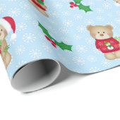 クリスマス・テディ・ベアーズとホリー ラッピングペーパー (ロールコーナー)