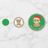 クリスマス・テディ・ベア・オン・グリーン&レッド コンフェッティ (正面)