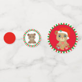 クリスマス・テディ・ベア・オン・グリーン&レッド コンフェッティ (裏面)