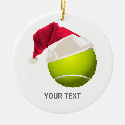 クリスマス テニスボール サンタ帽子 セラミックオーナメント (正面)