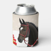 クリスマス+テーマのホリデー馬 缶クーラー (缶正面)