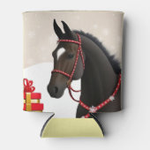 クリスマス+テーマのホリデー馬 缶クーラー (正面)