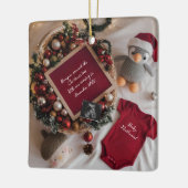 クリスマス テーマの妊娠 発表 セラミックオーナメント (左)