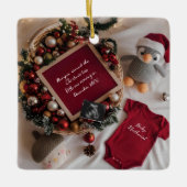 クリスマス テーマの妊娠 発表 セラミックオーナメント (正面)