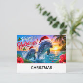 クリスマス+テーマの楽しい休日 ポストカード (スタンド正面)
