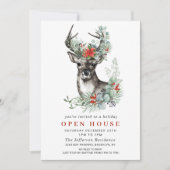 クリスマス ディア ポインセチア ホリデー オープン ハウス 招待状 (正面)