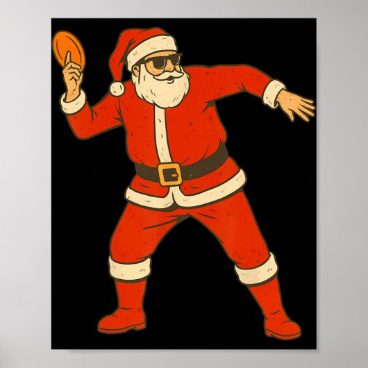 クリスマス ディスクゴルフ ヴィンテージ おもしろ サンタ Xmas ポスター (正面)
