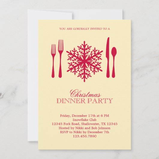 クリスマス・ディナー・パーティーの招待状 招待状 (正面)