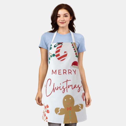 クリスマス デザイン エプロン (着用した状態)
