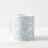 クリスマス，デザイン，白，雪片，光，灰色，青， コーヒーマグカップ (正面左)