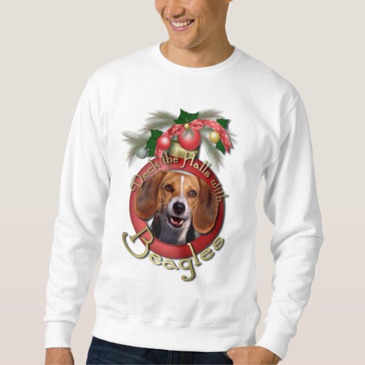 クリスマス-デッキホール-ビーグル犬 スウェットシャツ (正面)
