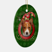 クリスマス-デッキホール- Basenjis セラミックオーナメント (右)