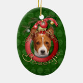 クリスマス-デッキホール- Basenjis セラミックオーナメント (裏面)