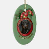 クリスマス-デッキホール- Doxies - Winston セラミックオーナメント (右)