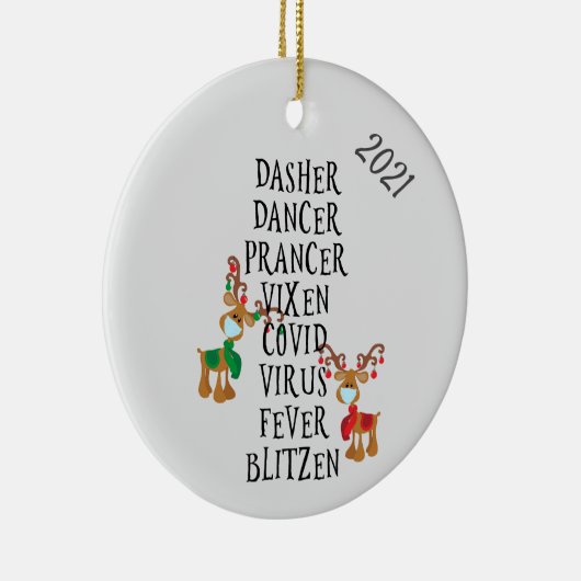 クリスマス・トおもしろいナカイの名前Covid 2021 セラミックオーナメント (右)
