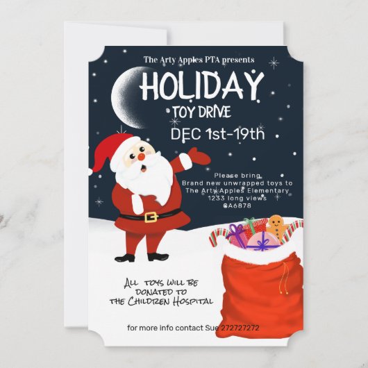 クリスマス·トイ·ドライブ、キッズ·ホスピタル、 招待状 (正面)