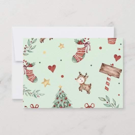 クリスマス・トナカイのクリスマスパーティー写真 サンキューカード (裏面)