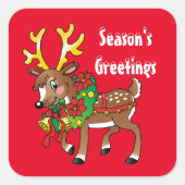 クリスマス・トナカイの休日の漫画のシール スクエアシール (正面)