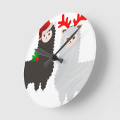 クリスマス・トナカイ・アルパカ ラウンド壁時計 (傾斜)