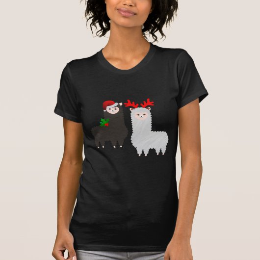 クリスマス・トナカイ・アルパカ Tシャツ (正面)