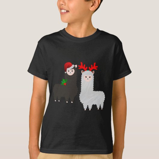 クリスマス・トナカイ・アルパカ Tシャツ (正面)