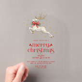 クリスマス・トナカイ ゴールドタイポグラフィーパーティー招待状 アクリル招待状 (インサイチュ (ポータブル))
