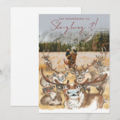 クリスマス　トナカイ　ホリデー　ポストカード　グレー シーズンカード (正面/裏面)