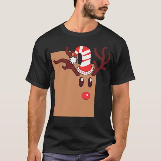 クリスマス・トナカイ〔雄ジカの〕枝角ユタ・トナカイ頭Antl Tシャツ (正面)