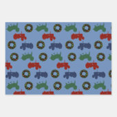 クリスマス・トラクターパターン（の模様が）ある ラッピングペーパーシート (正面3)